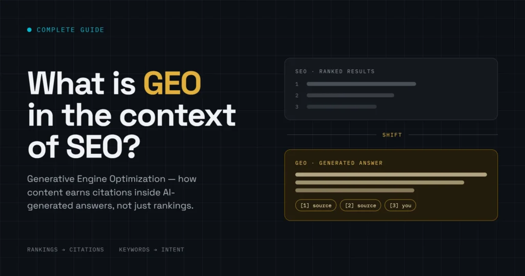 What is GEO in context of SEO - Generative Engine Optimization concept illustration